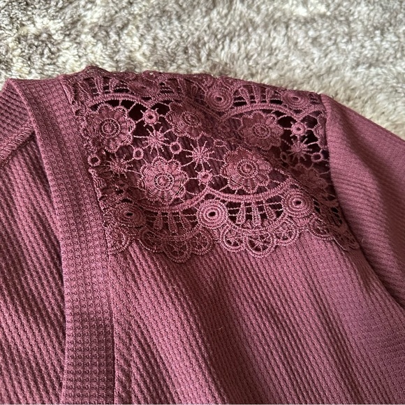 NWT Torrid Knit V-Neck Lace Inset Long Sleeve Babydoll Purple 1X - Picture 5 of 9